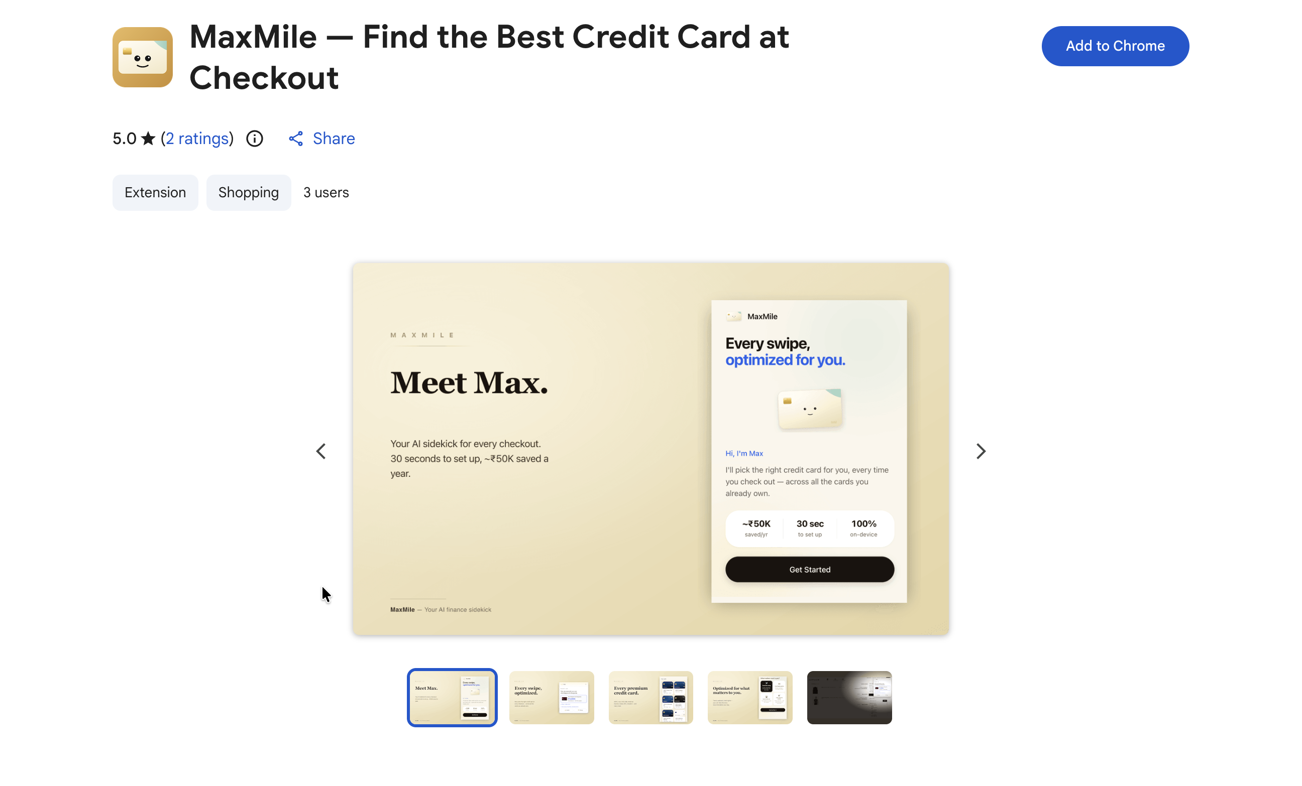 MaxMile Chrome Web Store listing